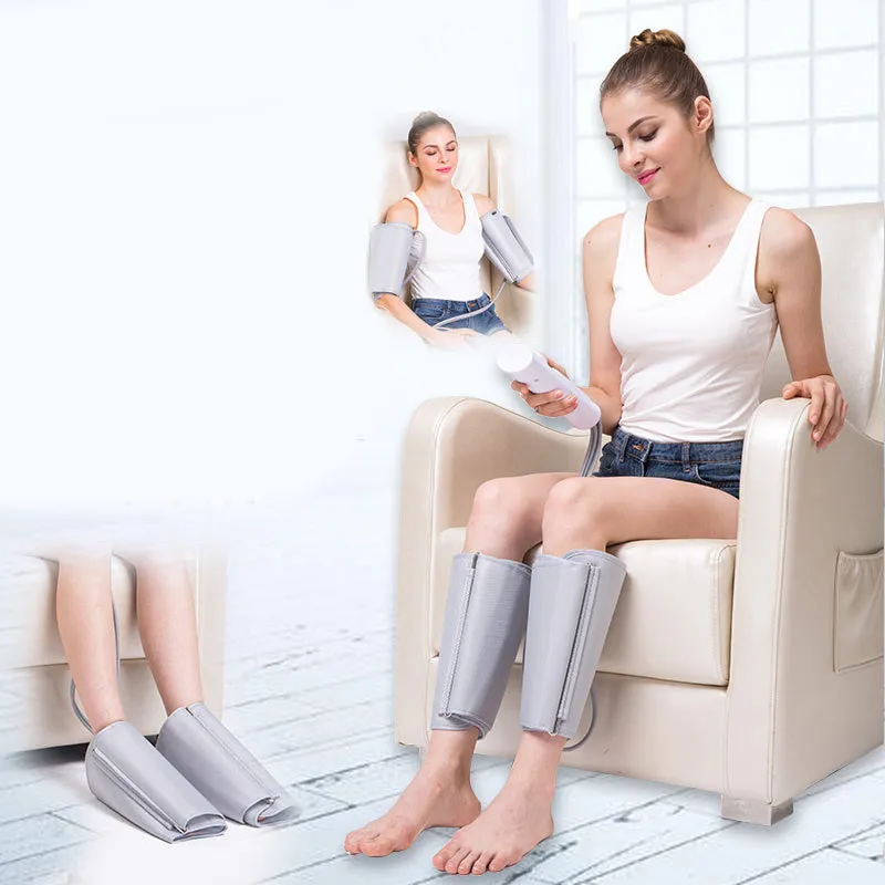 Pneumatic air wave calf massage machine in grey with wrap design and dual mode circulation