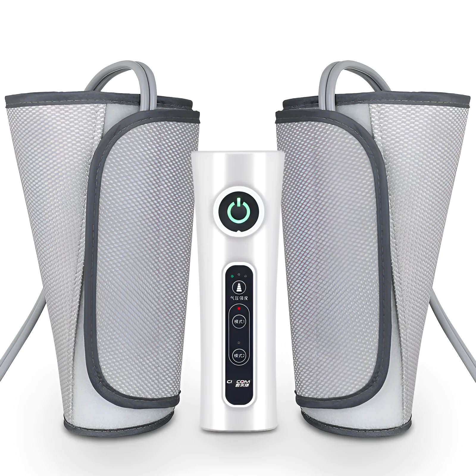 Pneumatic air wave calf massage machine in grey with wrap design and dual mode circulation