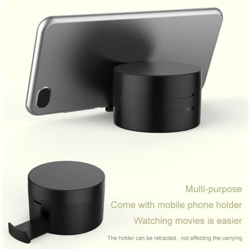 Bluetooth makeup mirror headset V5.0 wireless earpiece in black with stereo voice control and built-in mirror