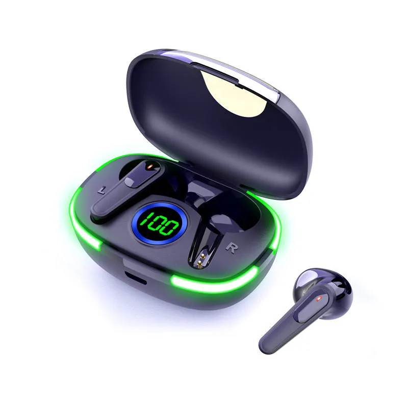 Wireless Bluetooth headset earbuds PRO60 black with noise cancellation and power display