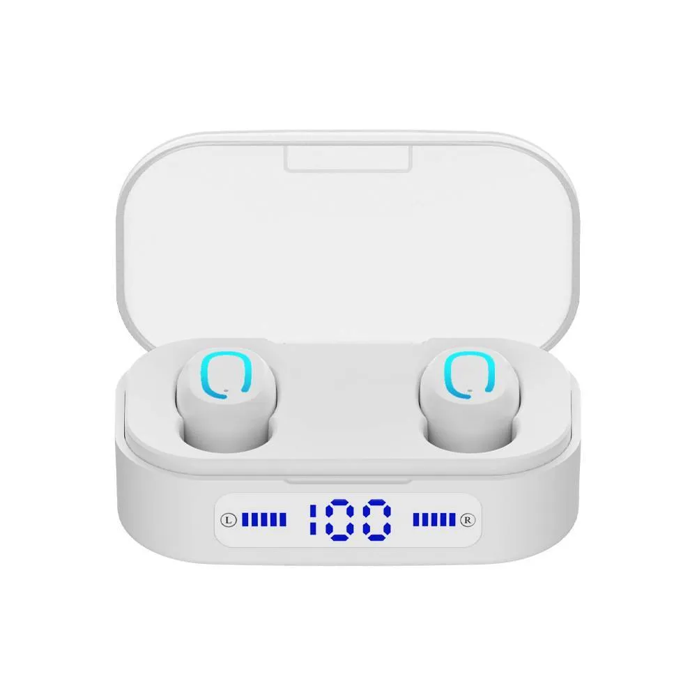 Bluetooth mini headset wireless earbuds in digital black with charging case
