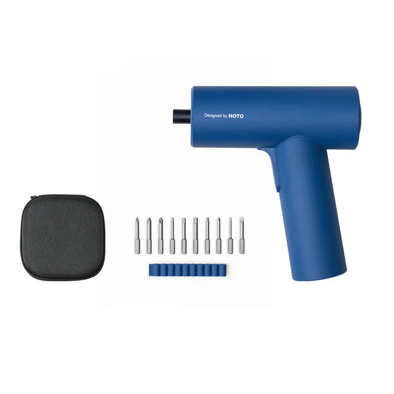 Rechargeable gun-type electric screwdriver in blue with USB port 3.6V