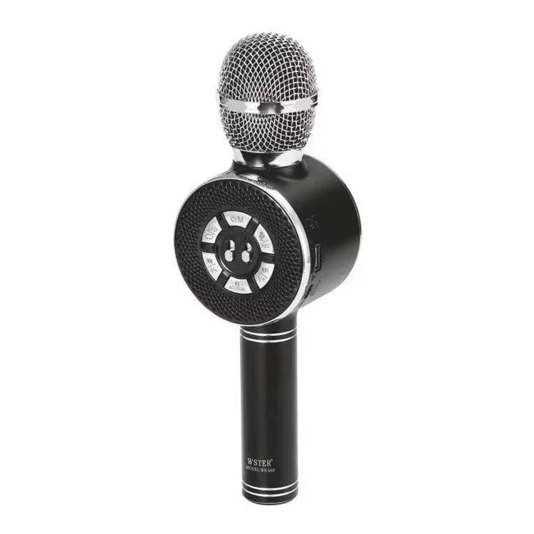 K Song wireless Bluetooth microphone integrated KTV audio in black, gold, and rose gold with USB charging cable