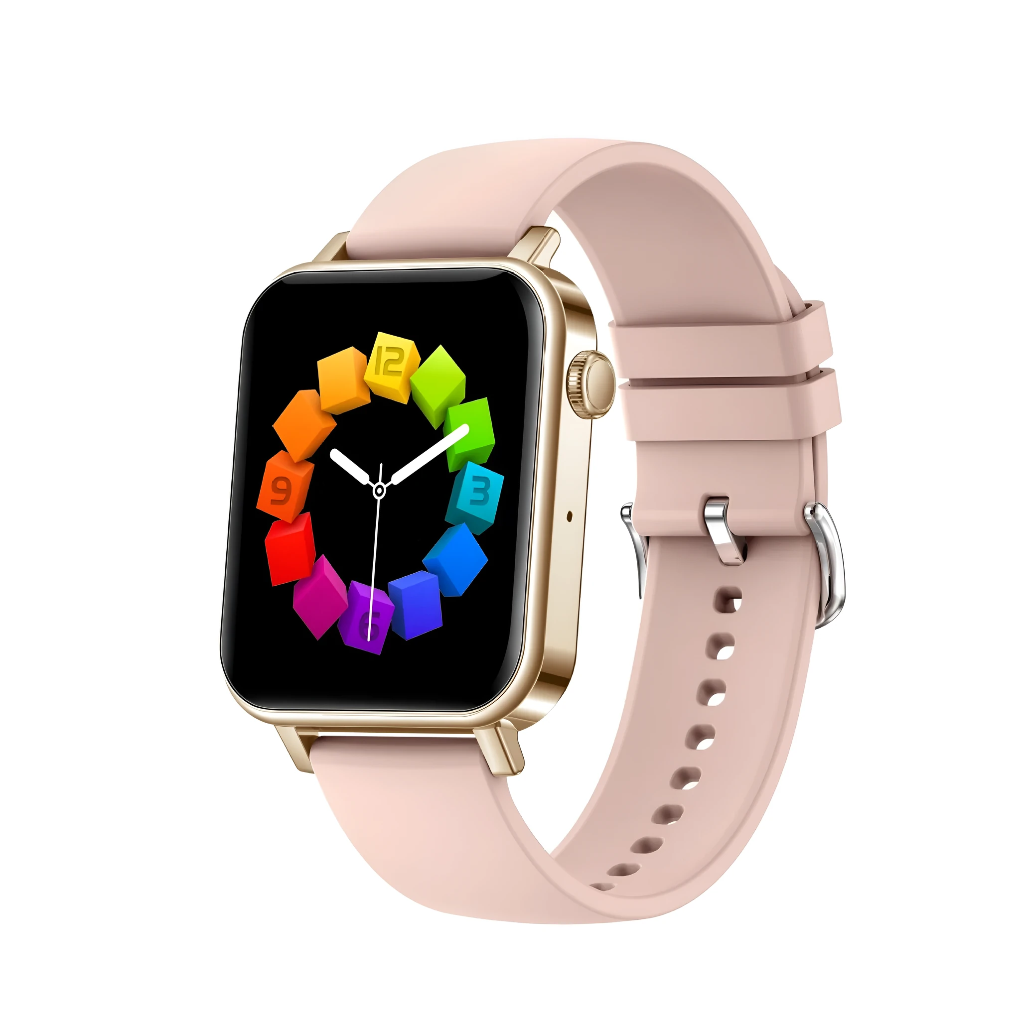 Bluetooth call smart watch with heart rate blood pressure oxygen monitoring on silicone strap, black colour