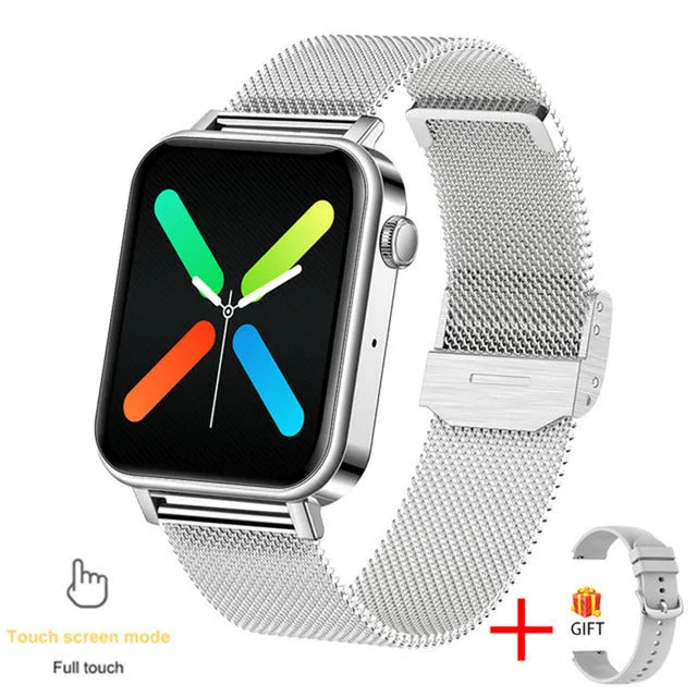 Bluetooth call smart watch with heart rate blood pressure oxygen monitoring on silicone strap, black colour