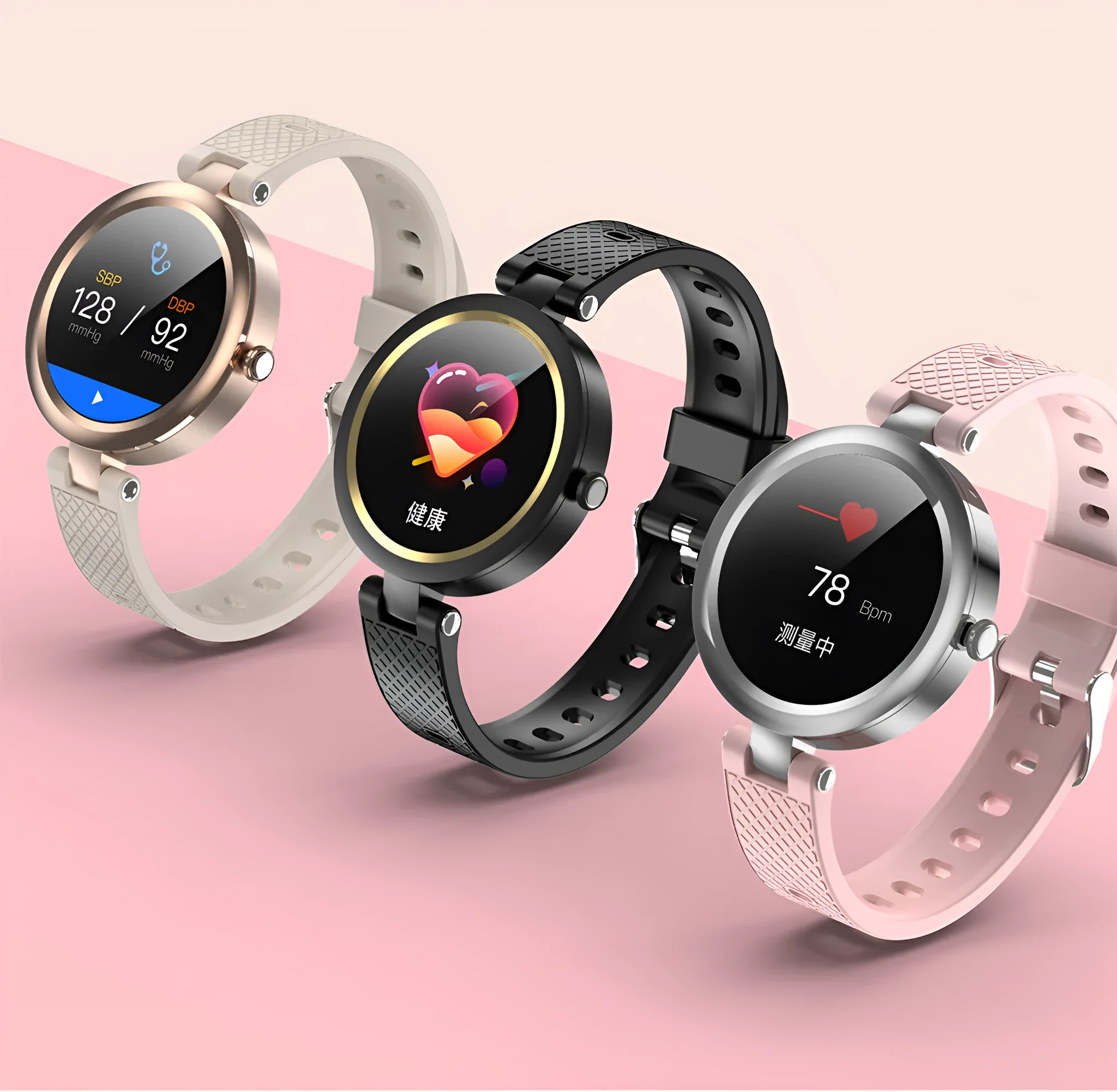 Full touch screen smart watch with heart rate monitor, silicone strap, 1.1 inch display, black colour
