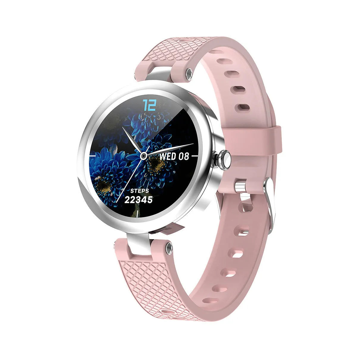 Full touch screen smart watch with heart rate monitor, silicone strap, 1.1 inch display, black colour