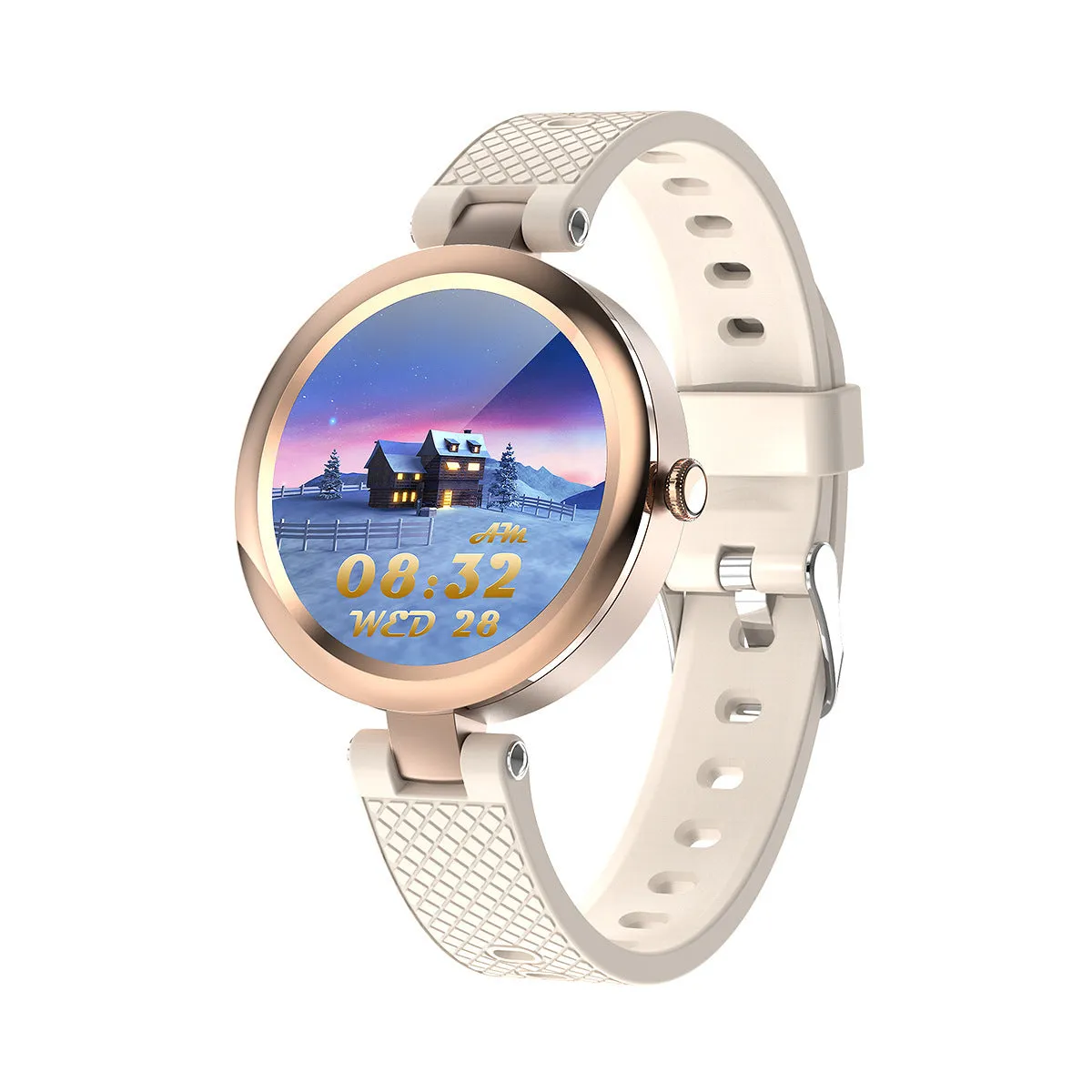 Full touch screen smart watch with heart rate monitor, silicone strap, 1.1 inch display, black colour