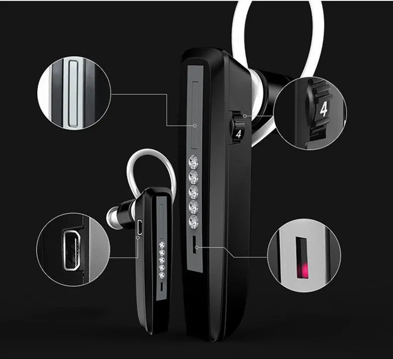 Black wireless invisible hearing aid with silicone shell and USB charging cable