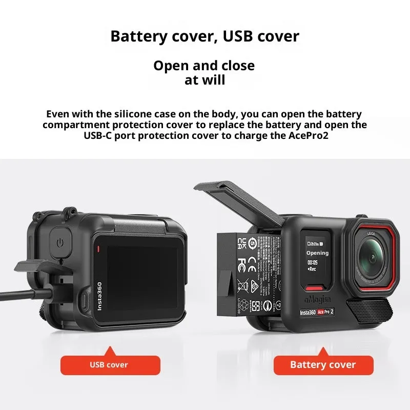 Acepro2 silicone protective cover for Insta360 ACE Pro2 camera in black colour