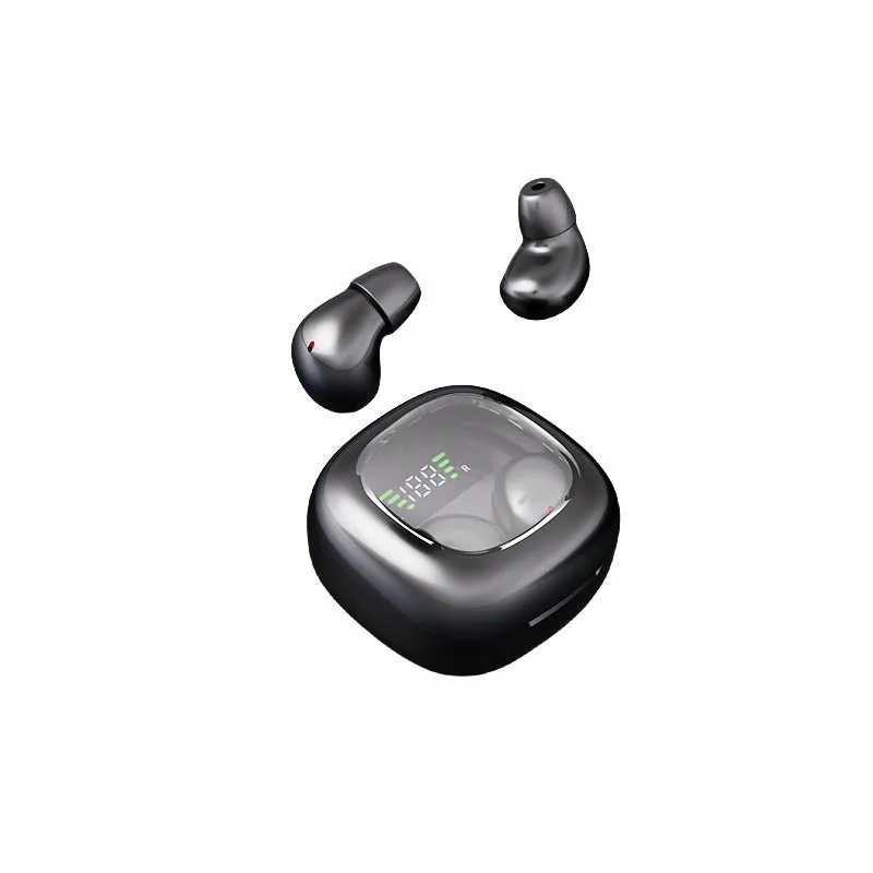 Wireless Bluetooth headset with digital display power indicator in black colour