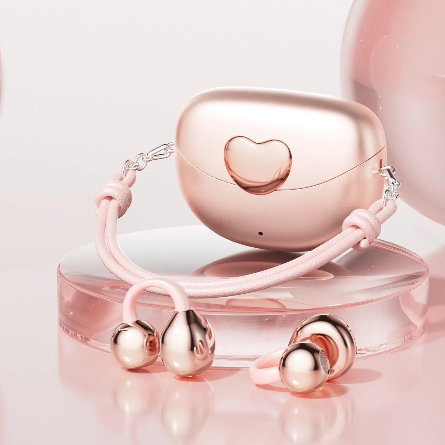 M106 clip-on wireless Bluetooth headset in rose gold with PC ABS construction, sports style design