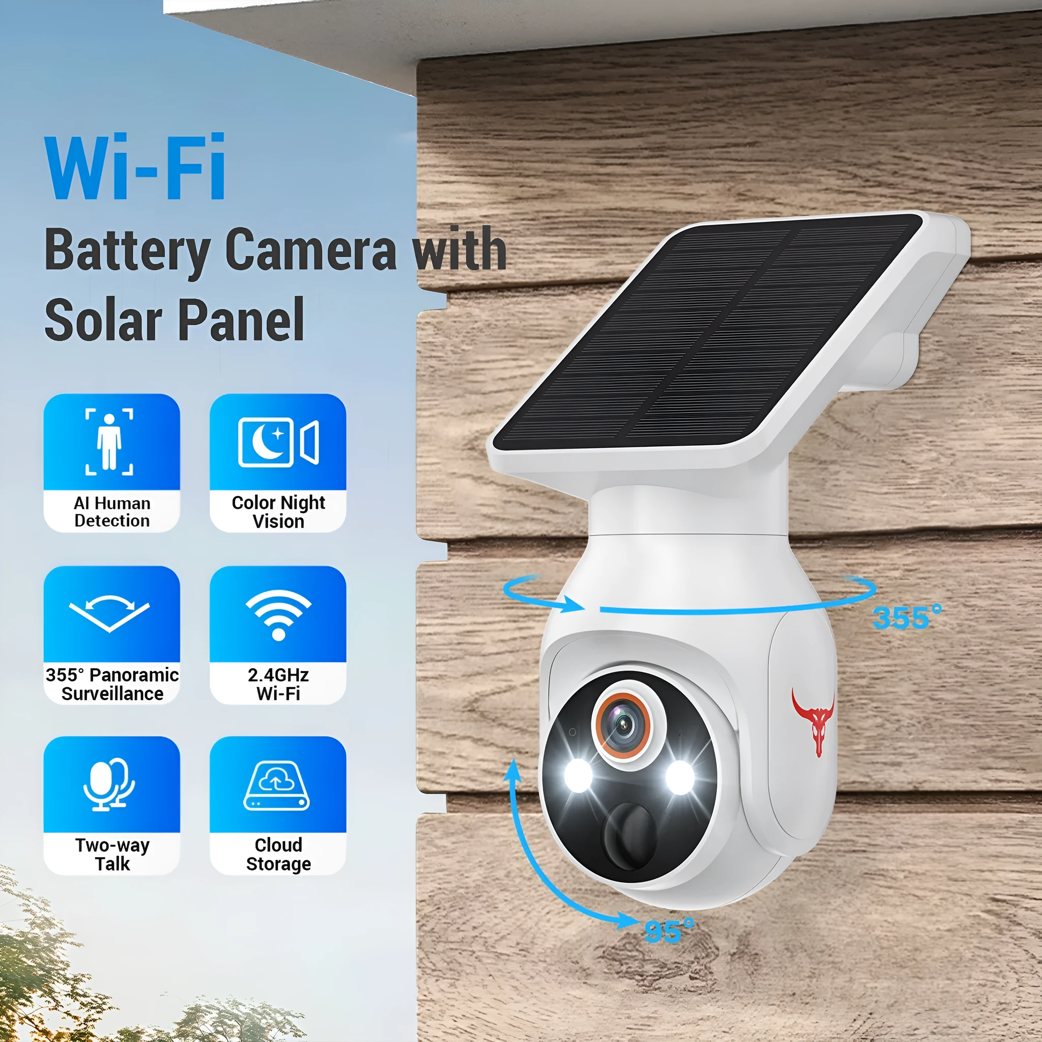 Q52 outdoor wifi surveillance camera with 360-degree view and screw bracket