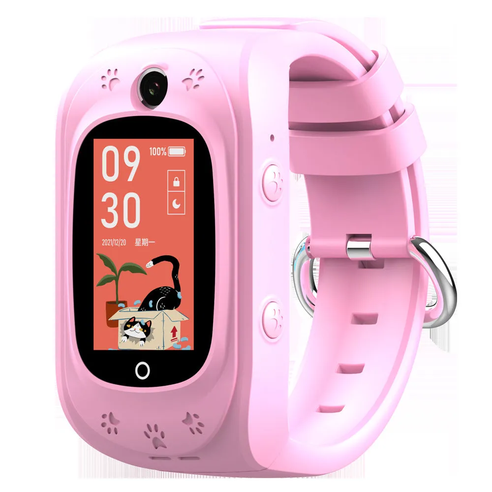 Children's multifunctional waterproof smart watch with touch screen TFT display in pink, blue, and black colours