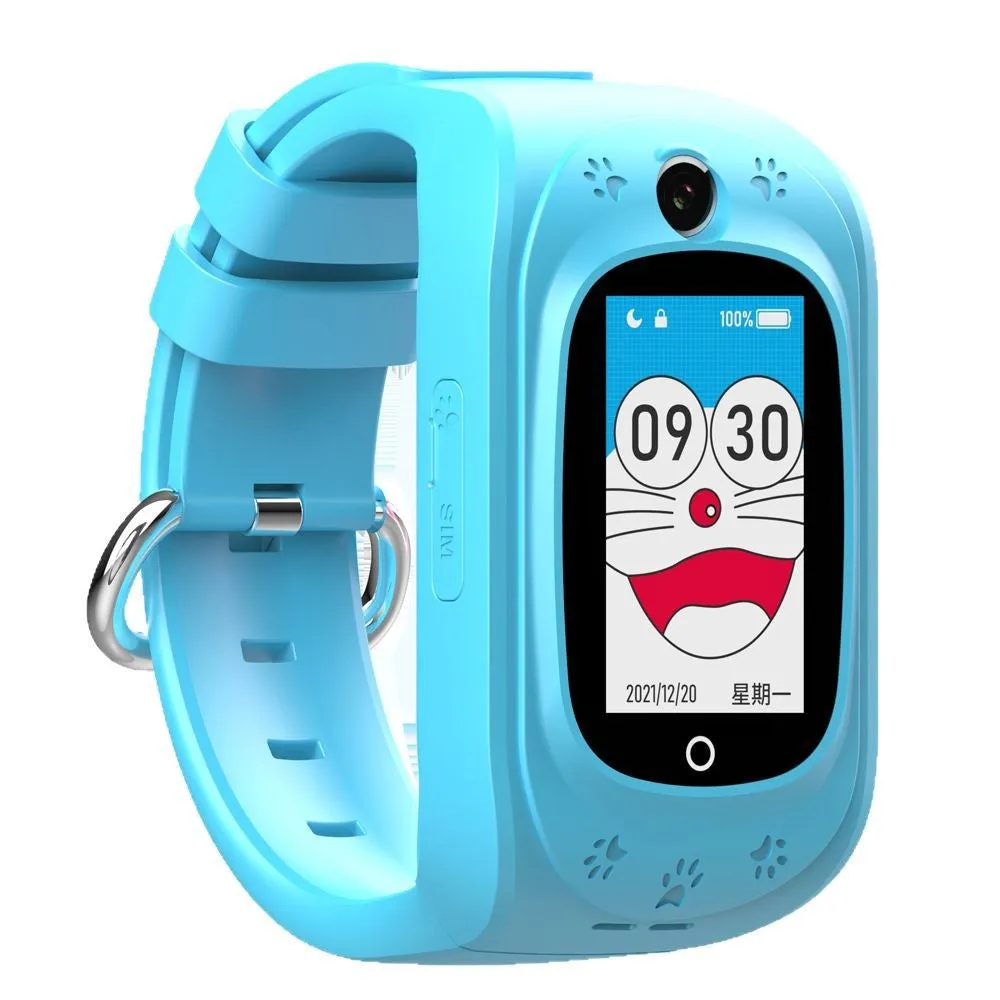 Children's multifunctional waterproof smart watch with touch screen TFT display in pink, blue, and black colours