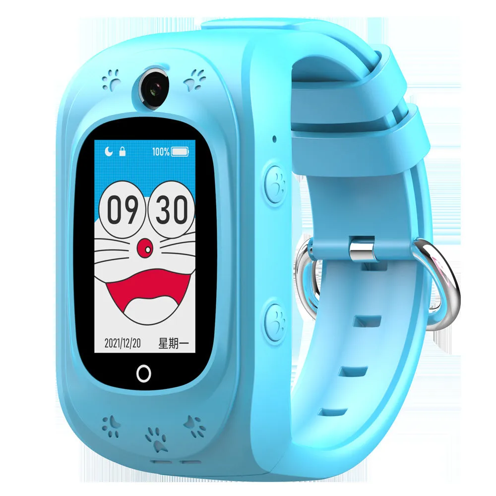 Children's multifunctional waterproof smart watch with touch screen TFT display in pink, blue, and black colours