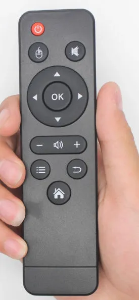 Plastic remote controller for HY320mini projector with simple button layout.