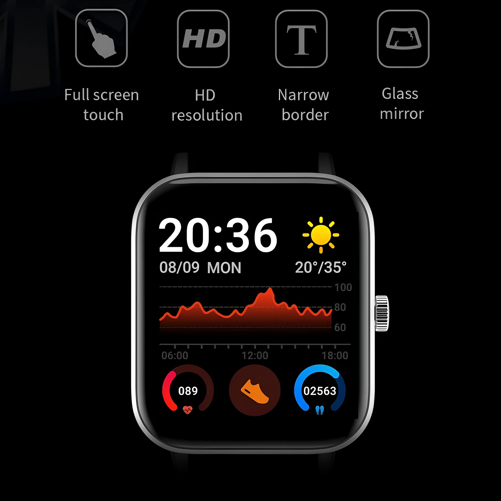 Y30 smartwatch with 1.54 inch TFT screen, Bluetooth call, and health sensors, black colour