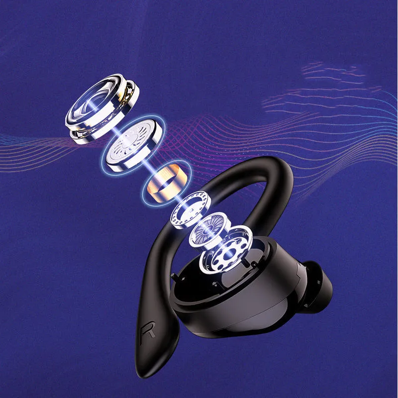 True wireless in-ear sports gaming headset with hanging ear design in Angel's Eye colour, black finish