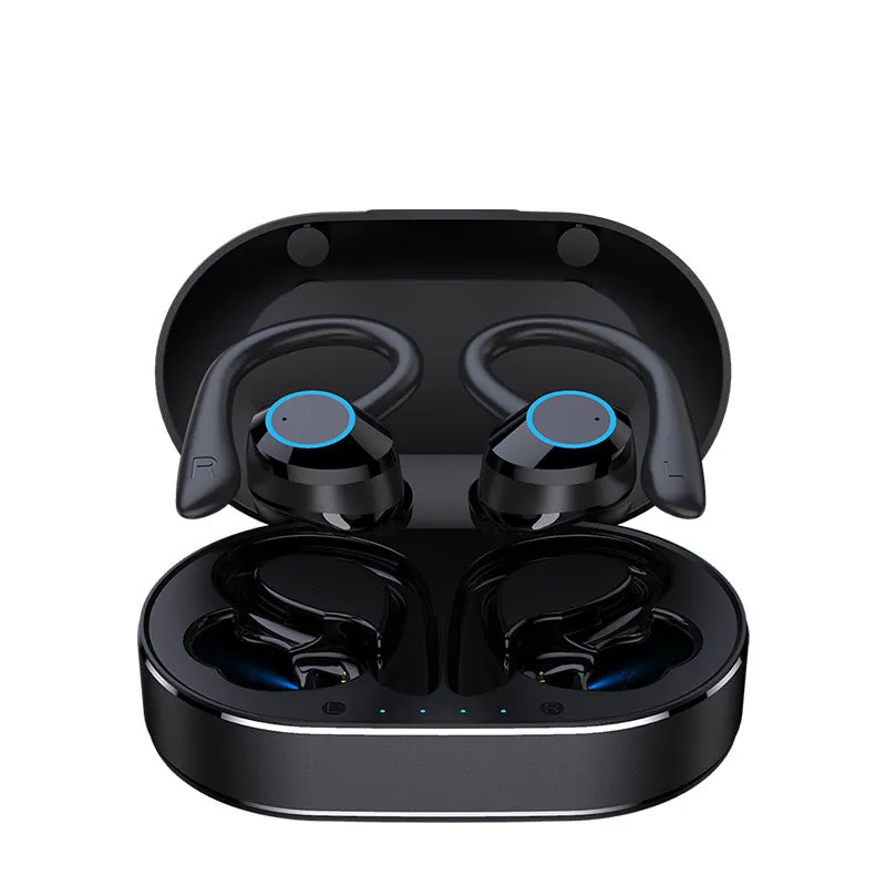 True wireless in-ear sports gaming headset with hanging ear design in Angel's Eye colour, black finish