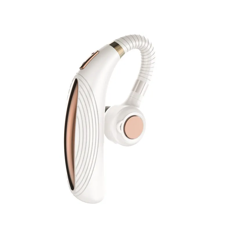 Wireless hanging ear business Bluetooth headset in black with charging port visible