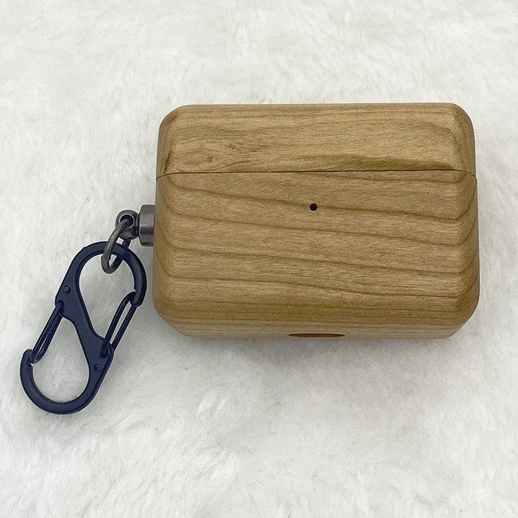 Wooden earphone shell back cover for AirPods Pro and AirPods 3 generation in natural wood finish