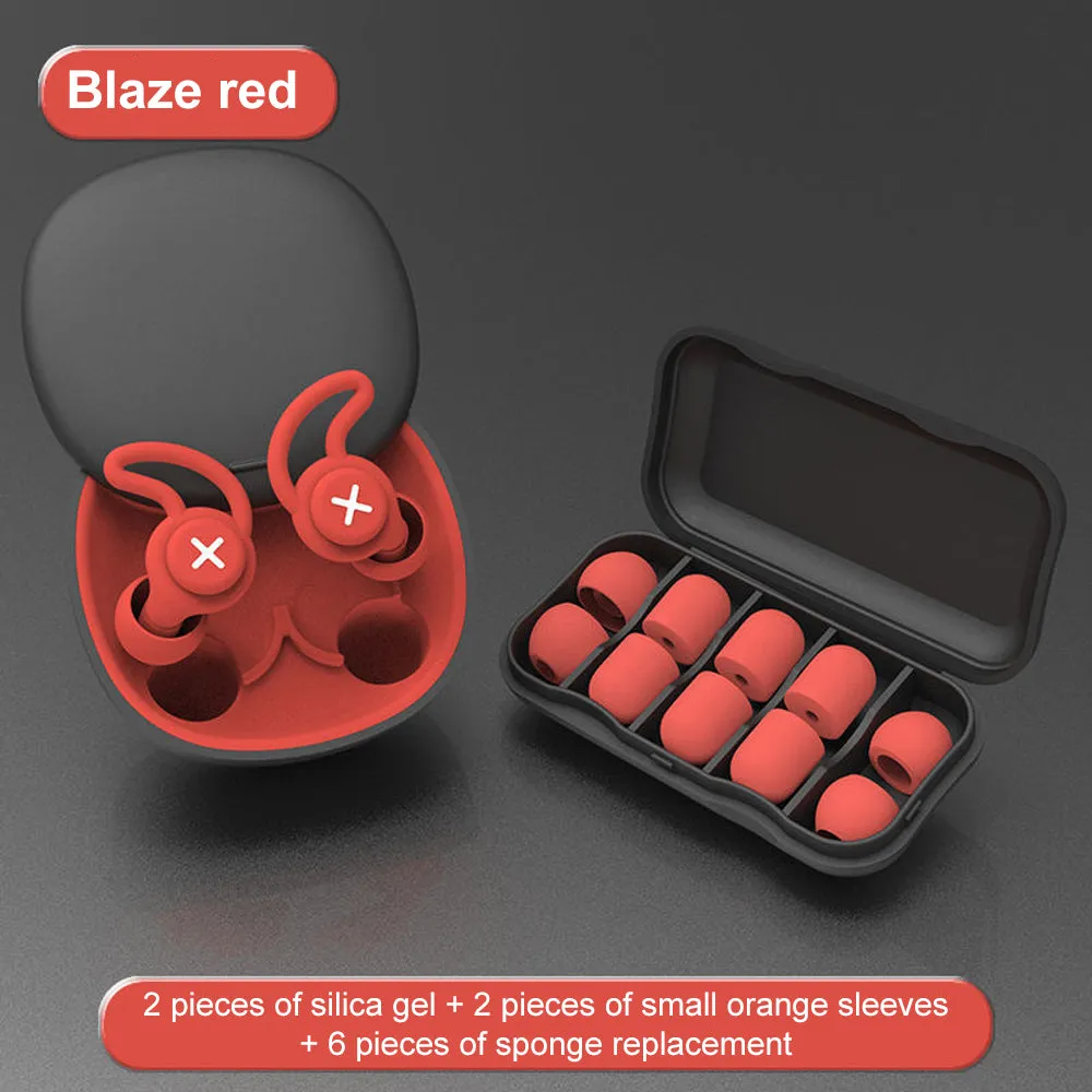 Silent Learning nano silica gel noise-cancelling earplugs in black with sponge tips, 17mm by 14mm