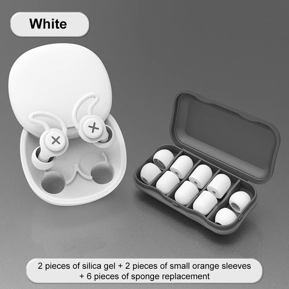 Silent Learning nano silica gel noise-cancelling earplugs in black with sponge tips, 17mm by 14mm