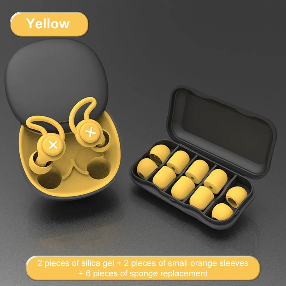 Silent Learning nano silica gel noise-cancelling earplugs in black with sponge tips, 17mm by 14mm