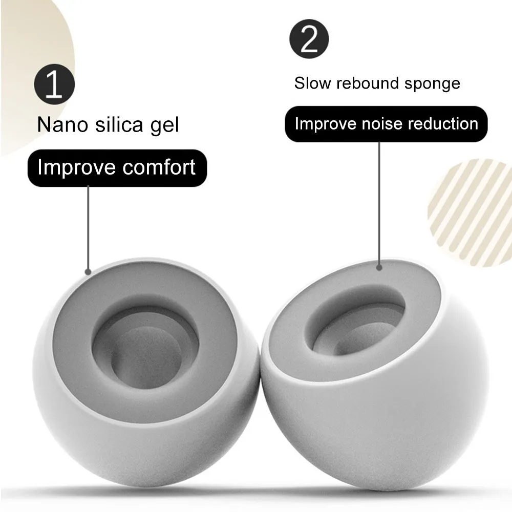 Silent Learning nano silica gel noise-cancelling earplugs in black with sponge tips, 17mm by 14mm