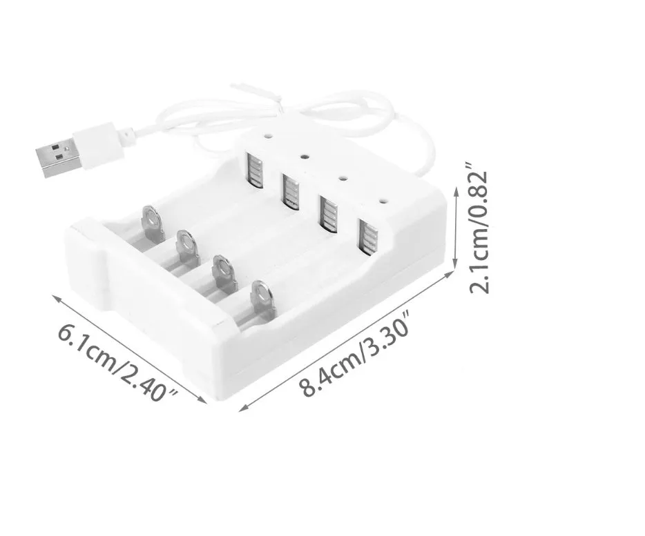 Universal smart 4-slot battery charger adapter 1.2V USB for AA AAA rechargeable NiMH NiCD batteries