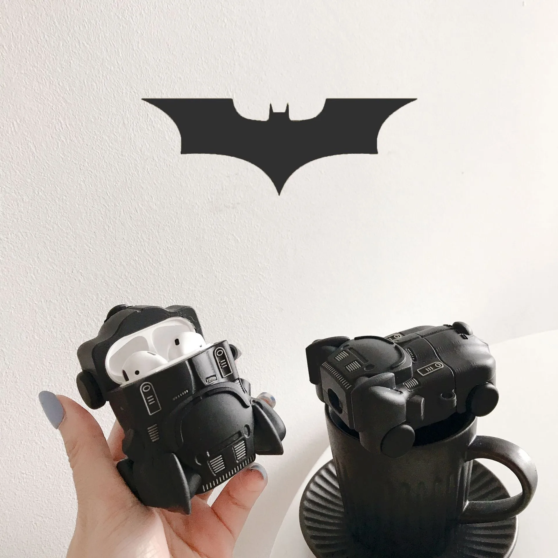 Black Creative Bat Chariot TPU silicone protective cover for AirPods 2nd generation charging case
