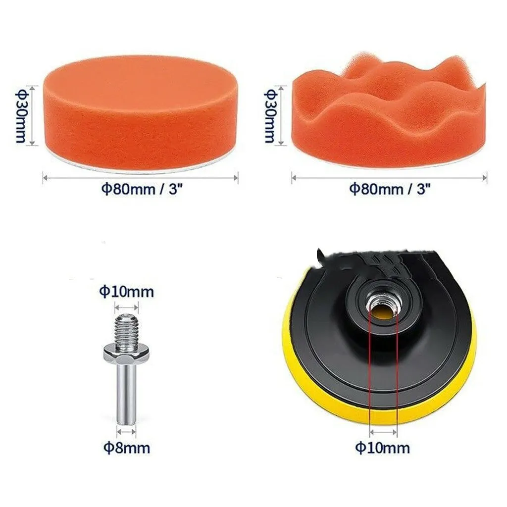 3 inch 80mm polishing sponge set with suction cup sponge ball and wool ball for furniture car and stainless steel polishing