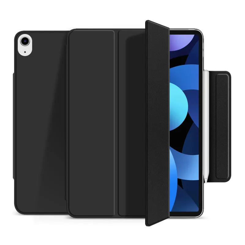 Leather tablet case with magnetic double-sided clip in clamshell style available in multiple colours