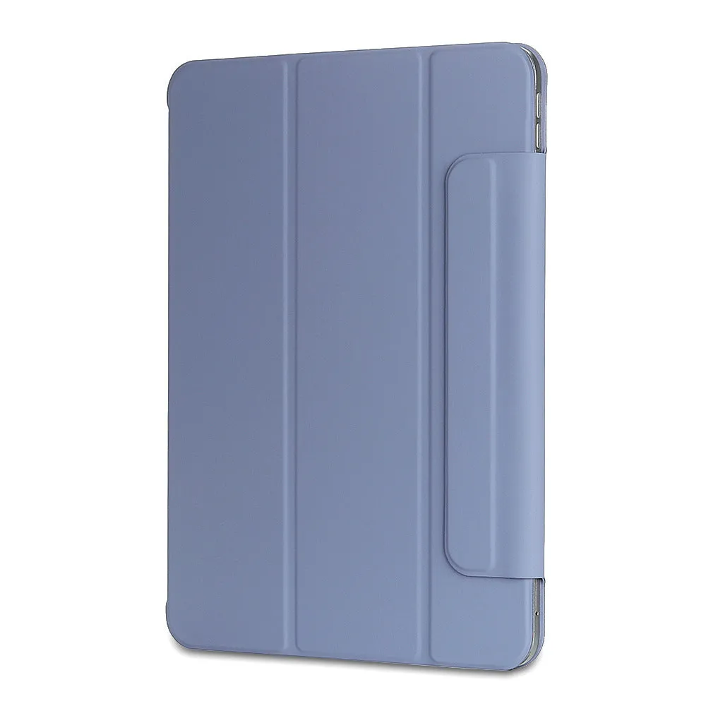 Leather tablet case with magnetic double-sided clip in clamshell style available in multiple colours