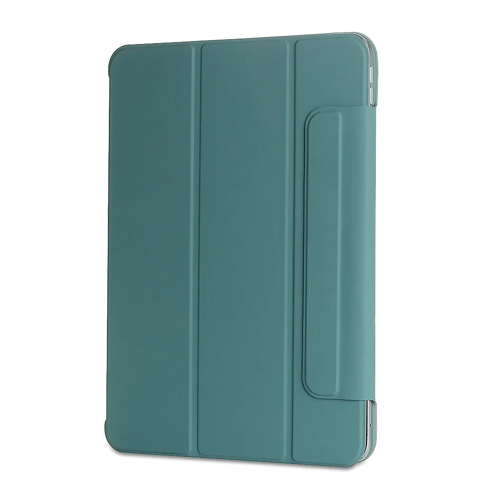 Leather tablet case with magnetic double-sided clip in clamshell style available in multiple colours
