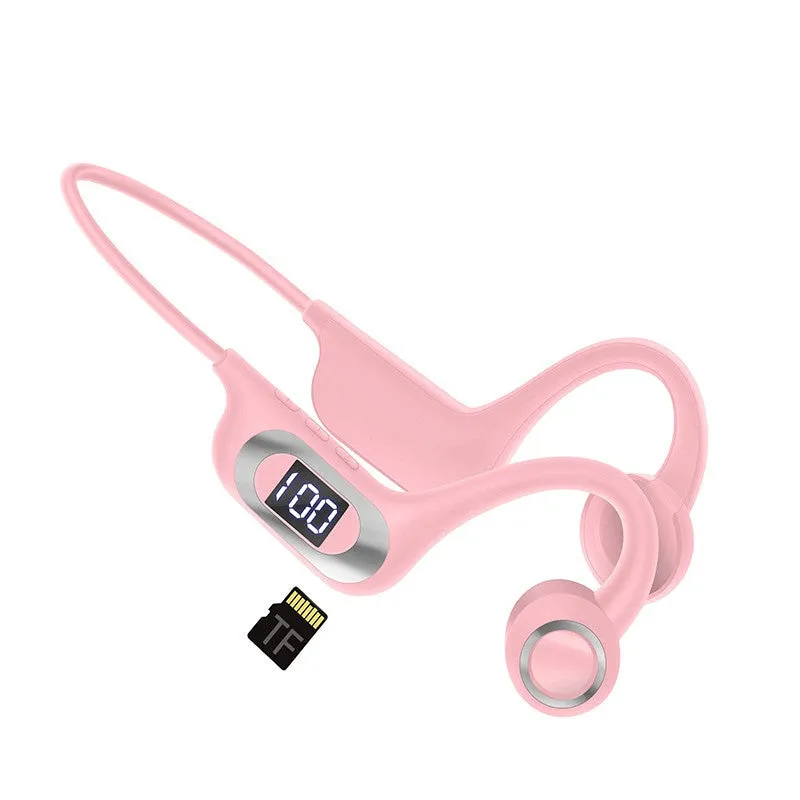 Bone conduction Bluetooth headset in black with plastic body, Jerry chip, and TPC charging port