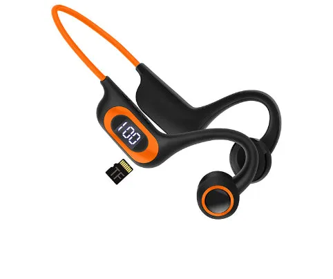 Bone conduction Bluetooth headset in black with plastic body, Jerry chip, and TPC charging port