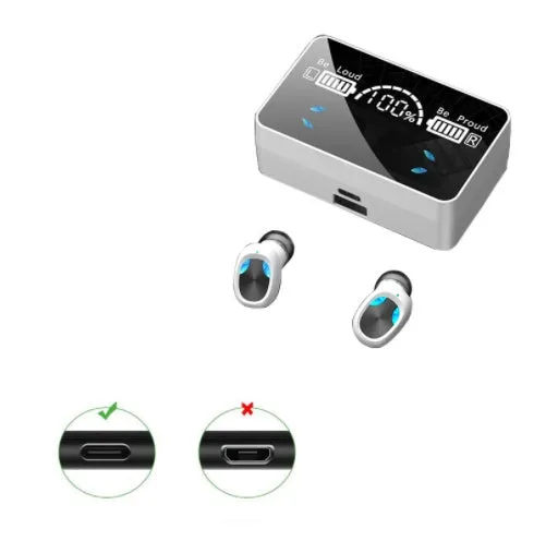 Sports wireless Bluetooth headset TWS in-ear earbuds with LED digital display charging case, HiFi sound quality, Type-C charging