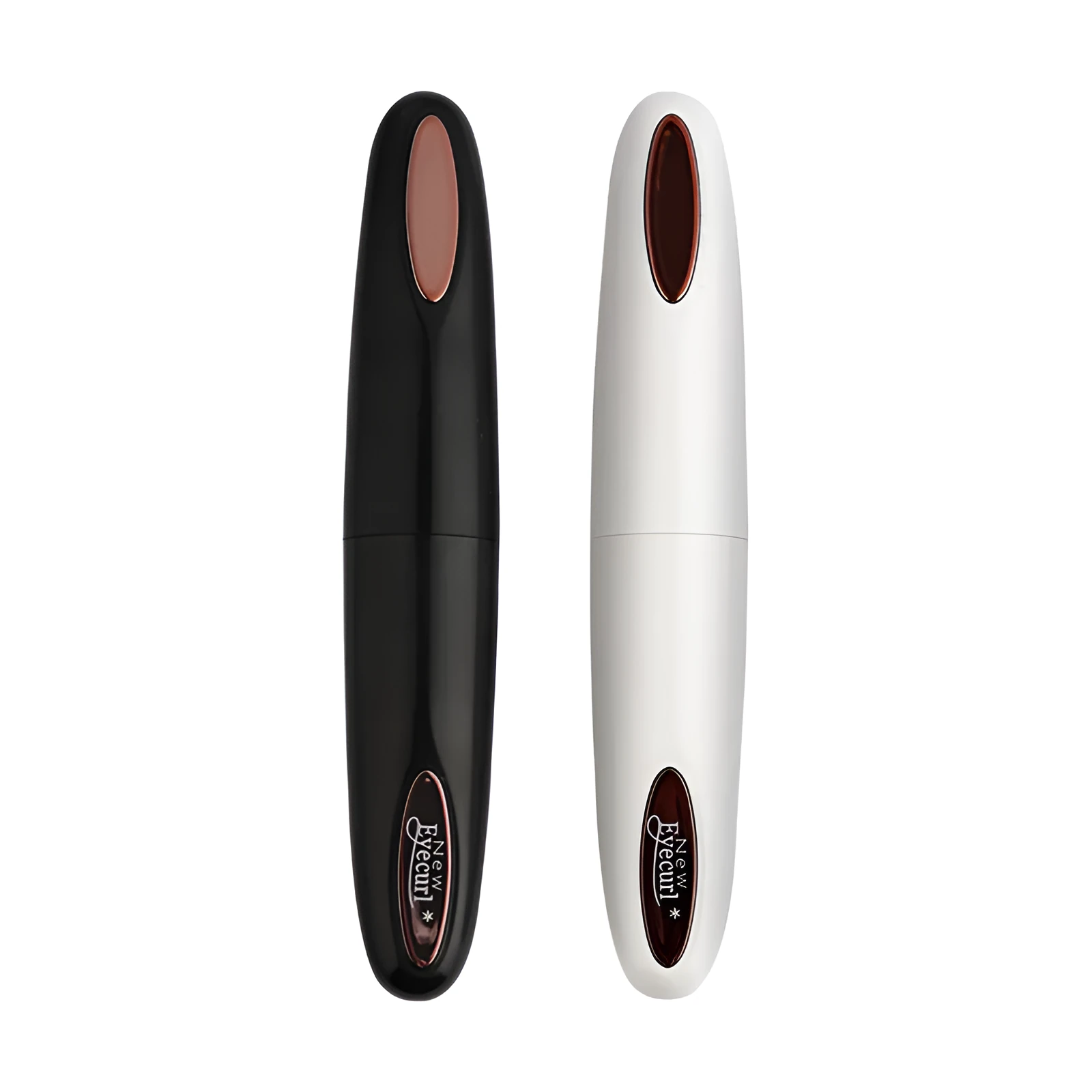 Electric rechargeable eyelash curler in black with silicone pad and temperature button