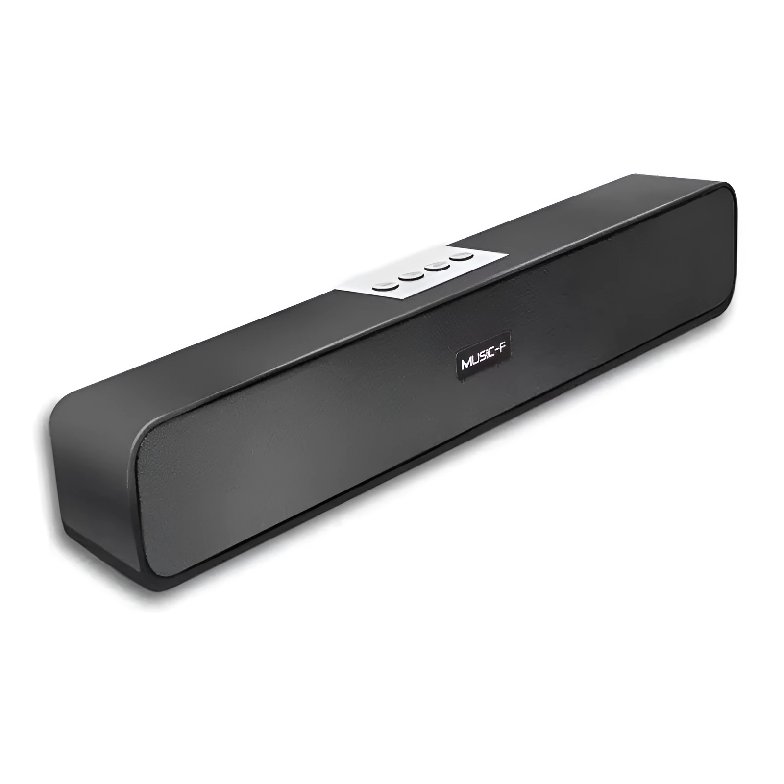 Black desktop long multimedia Bluetooth speaker with plastic shell and slim 380x55x55mm design