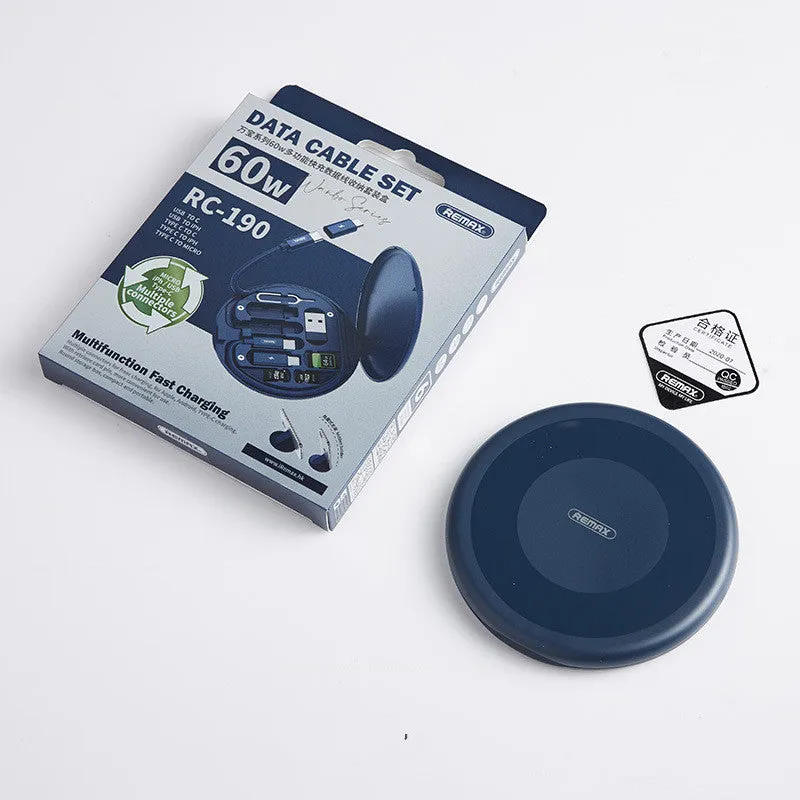 Ruiliang Wanbao storage box data cable with 60W fast charge, white and blue colour options, 29cm length