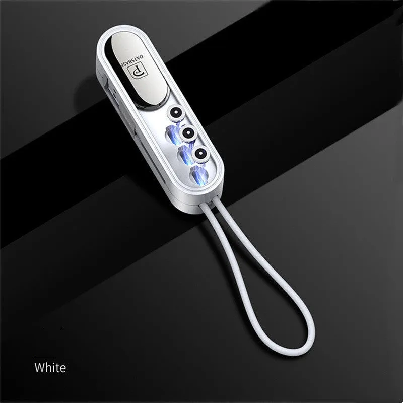 Black, white, and red magnetic three-in-one mobile phone charging cable with 0.4m USB cord