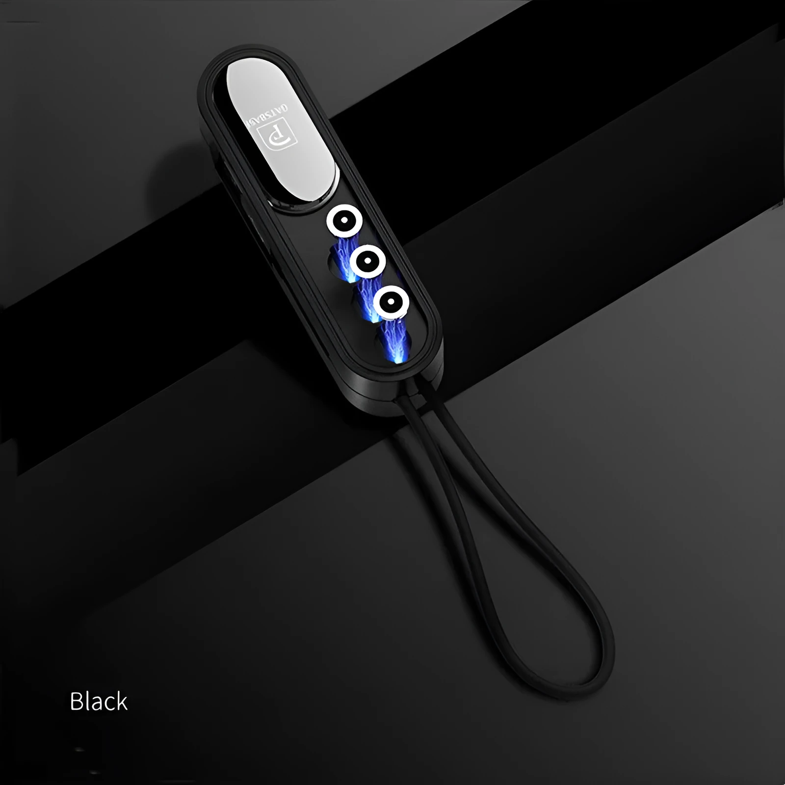 Black, white, and red magnetic three-in-one mobile phone charging cable with 0.4m USB cord