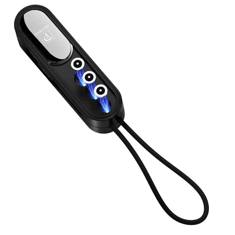 Black, white, and red magnetic three-in-one mobile phone charging cable with 0.4m USB cord