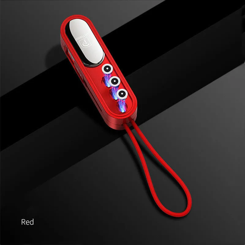 Black, white, and red magnetic three-in-one mobile phone charging cable with 0.4m USB cord