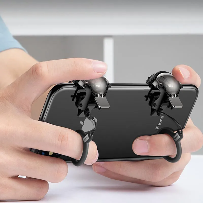 Black mobile game controller made of PC, zinc alloy, and silicone for phone gaming