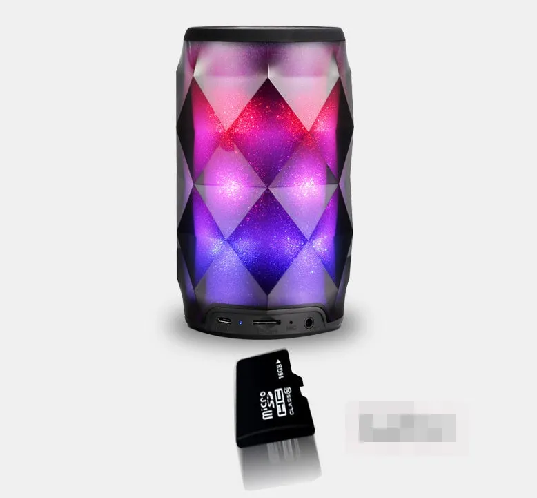 Black crystal diamond-cut Coca-Cola can shaped Bluetooth speaker lantern with colourful LED lights.