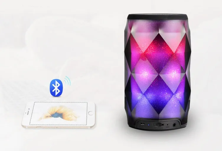 Black crystal diamond-cut Coca-Cola can shaped Bluetooth speaker lantern with colourful LED lights.