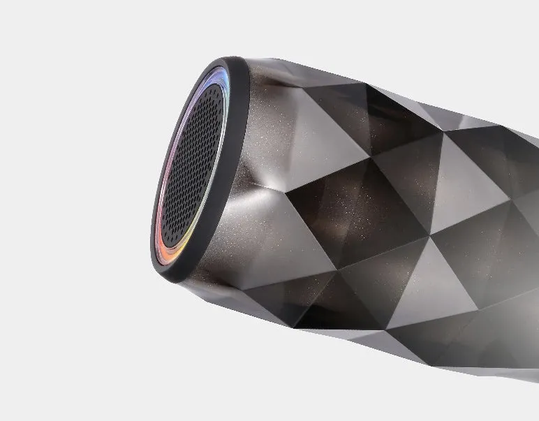Black crystal diamond-cut Coca-Cola can shaped Bluetooth speaker lantern with colourful LED lights.